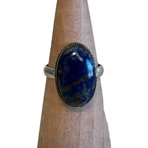 GEMSTONE RING SILVER OVERLAY SODALITE SIZE 8.25-8.5